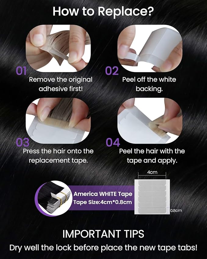 LaaVoo Human Hair Tape in Extensions Black Tape in Hair Extensions Human Hair Invisible Tape on Human Hair Extension Real Hair 20inch 20pcs 50g