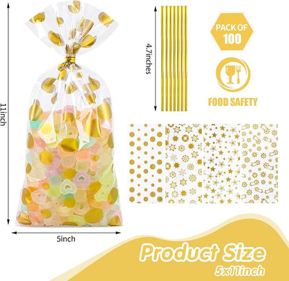 COQOFA 100 Pcs Mixed 5"X11" Gift Wrap Cellophane Treat Bag Party Favor bags - Image 2