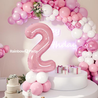 RainbowQ Pink 2 Balloon Number 40 Inch 0-40 Foil Large Balloons | Big Mylar 2 - Image 6