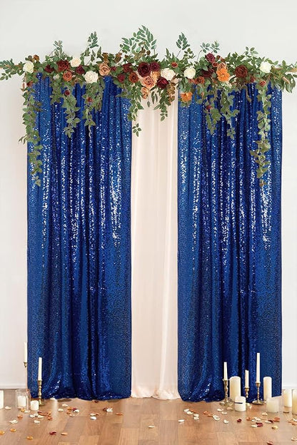 PartyDelight Navy Blue Sequin Backdrop Curtains 2x8ft 2 Panels | Sparkly 3mm - Image 8