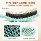 Curly Hair Brush, Curl Defining Brush with Soft Boar Bristles for Combing, Shaping, and Styling Curly Hair Suitable for All Women and Men with Wet & Dry Hair(Green)