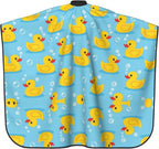 Extra Large Hair Styling Cape, Haircut Apron Yellow Rubber Ducks Soap Bubbles Blue Haircuting Salon Cape Gown for Hair Cutting Styling
