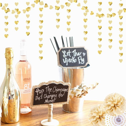 Glitter Champagne-Gold Engagement Party-Decorations Heart-Garland - 52ft - Image 5