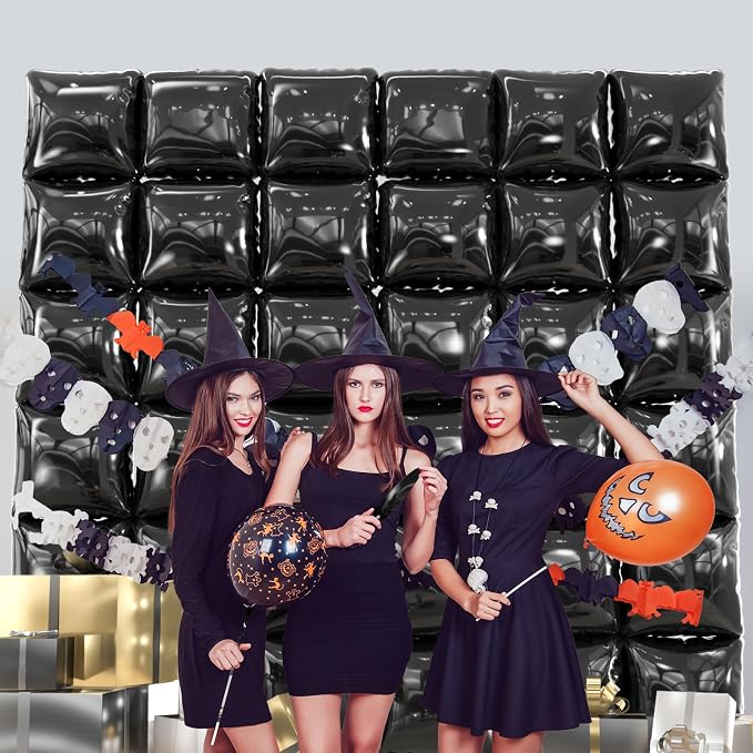 36pcs Black Square Foil Balloons Backdrop Kit - Image 4