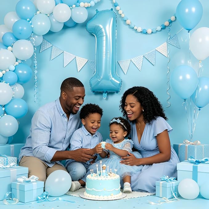 40 Inch Light Blue Number 1 Balloon | 1 Birthday Balloon - Image 5