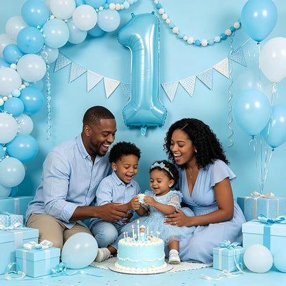 40 Inch Light Blue Number 1 Balloon | 1 Birthday Balloon - Image 5