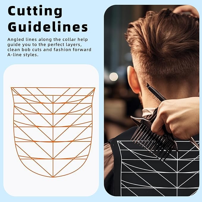 Professional Hair Cutting Cape with Geometric Grid Pattern, Longer Silicone Waterproof Cutting Mat,Neck Guide