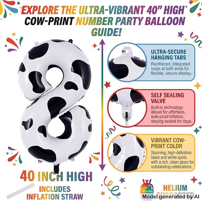 40 Inch Cow Print Number 18 Balloon - Image 2