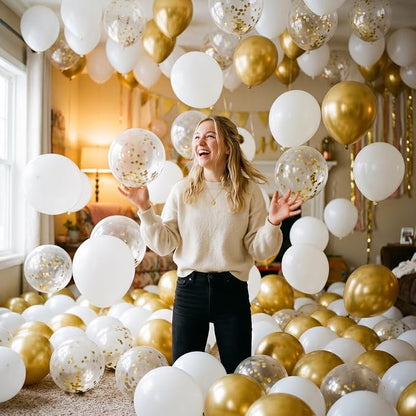 154 PCS White and Gold Balloon Arch Kit, Different Sizes - Image 7