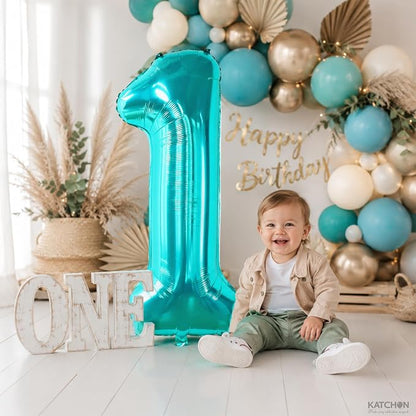 KatchOn Teal Number Balloon For Under the Sea Party Decorations 40 Inch | - Image 6