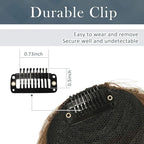 BARSDAR Real Human Hair Clip in Bangs - 100% Human Hair Clip in Bangs for Women - Brown French Bangs Extensions Fringe with Temples Real Hair Fringe Hairpieces - Medium Golden Brown