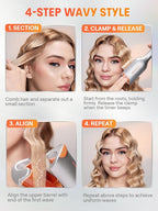 SHEGLAM 0.75" Deep Waver for Short Hair Lightweight, Dual Voltage, Smart Timer Hair Tool Crimper Double Barrel & Adjustable Temps Anti-Scald, Easy to Use