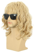 karlery California 70s 80s Rocker Wig Men Women Long Curly Blonde Halloween Costume Anime Wig