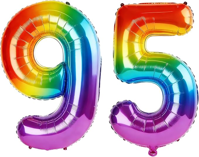 40 Inch Number 95 Balloons for 95th Birthday Party Decorations, 0-100 Rainbow by FOBELEC
