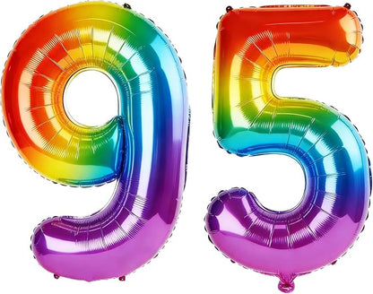 40 Inch Number 95 Balloons for 95th Birthday Party Decorations, 0-100 Rainbow by FOBELEC