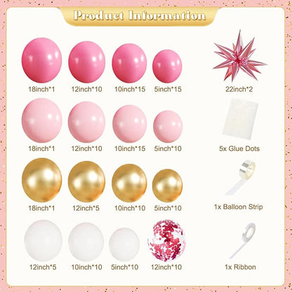 Pink White Gold Balloon Garland Arch Kit - Image 4
