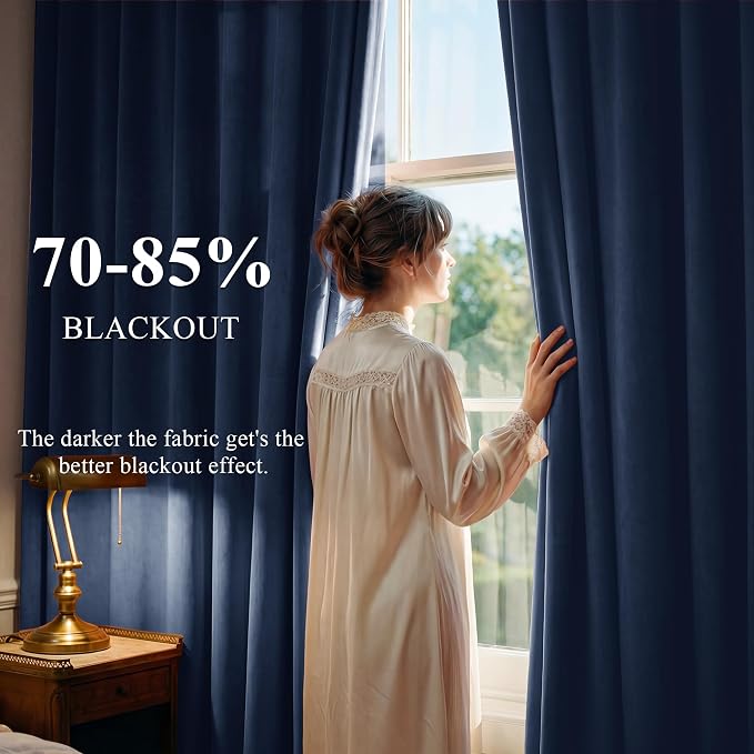 Navy Blue Velvet Blackout Curtains - Image 3
