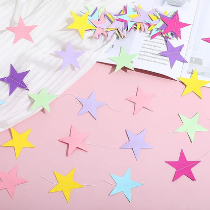 Spakon 65 Feet Glitter Star Paper Garland Banner Hanging Decoration Star - Image 6