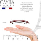 Camila Paris CP3190 French Hair Barrette Clip for Girls, Red, Rubberized Automatic Clasp Strong Hold Grip Hair Clips for Women, No Slip and Durable Styling Girls Hair Accessories, Made in France