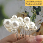 U Shaped Pearl Hair Pins for Wedding, Elegant Updo Hair Accessories for Bridal or Women, Set of 12 (Silver)