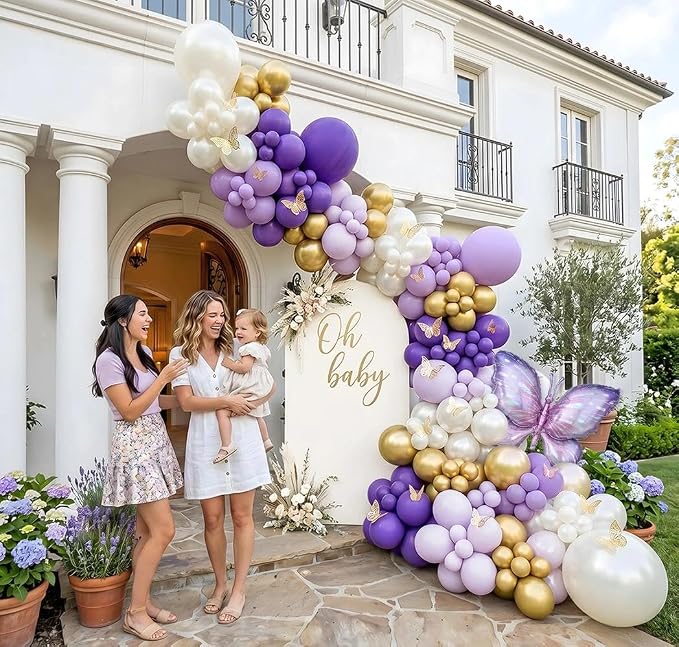 Double Stuffed Purple Balloon Arch Garland Kit - Image 2