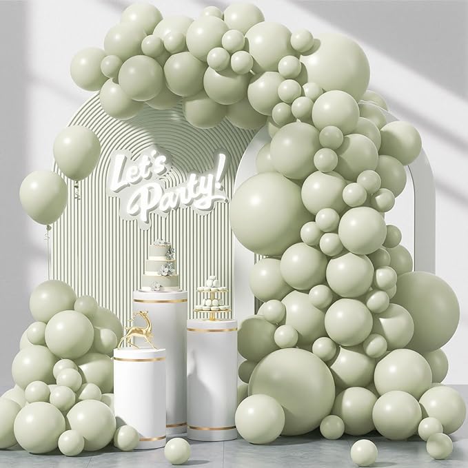Awenztech 122pcs Sage Green Latex Balloons in 18 12 10 5 inches | Wedding by Awenztech