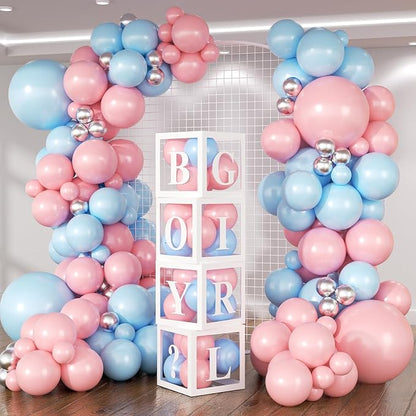 140Pcs Gender Reveal Balloon Garland Arch Kit by Unknown