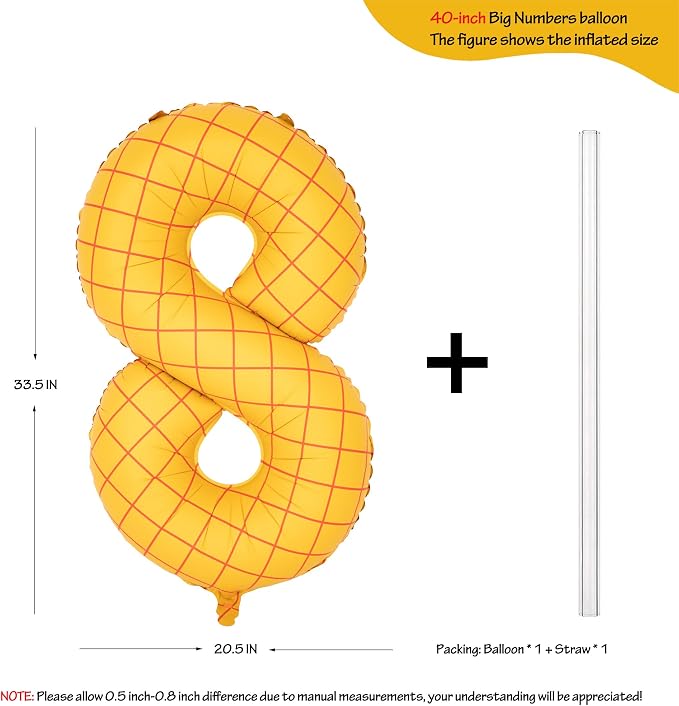 40 In Matte Yellow Number 8 Balloons Helium Foil Mylar Balloon Digital 8 | The - Image 2