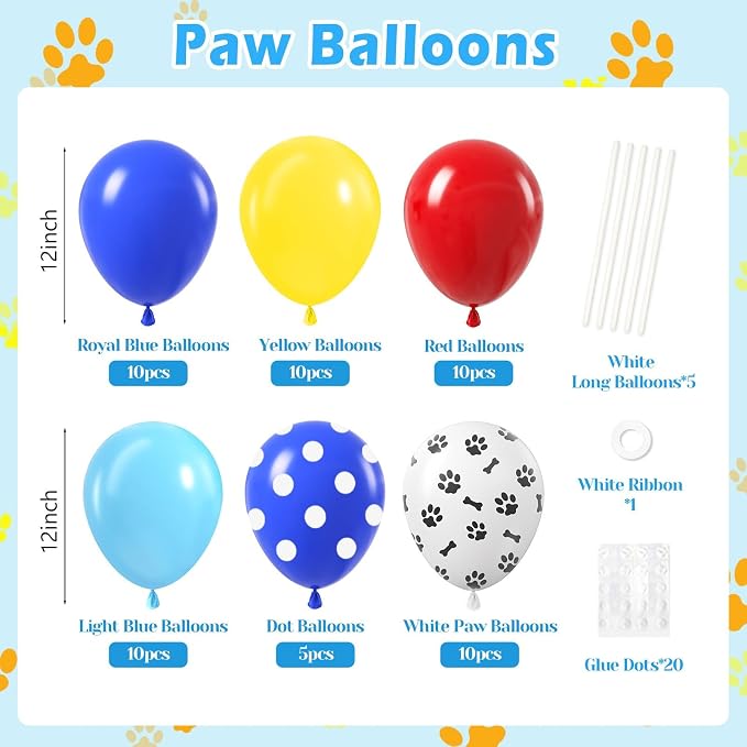 60pcs 12inch Dog Balloons, Royal Blue, Light Blue - Image 2