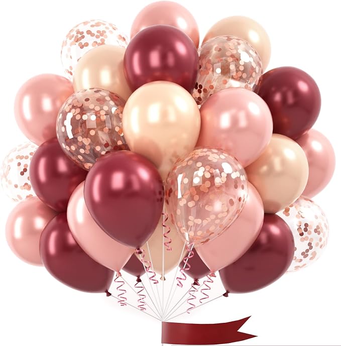 Burgundy Rose Gold Balloon by OTLGEUA