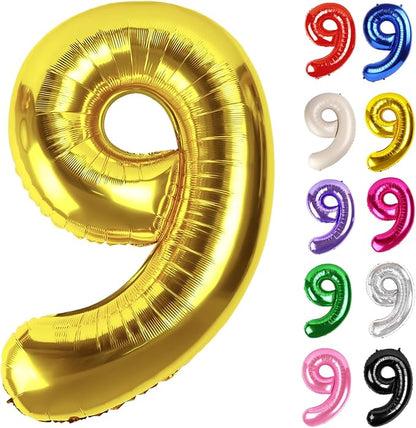 Gold Number 9 Balloon 40 Inch by IWERP