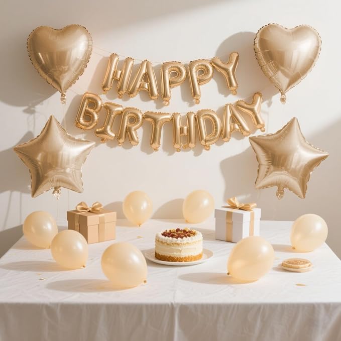 27 Pcs Champagne Gold Birthday Decorations, 3D Letters Champagne Gold Happy - Image 6