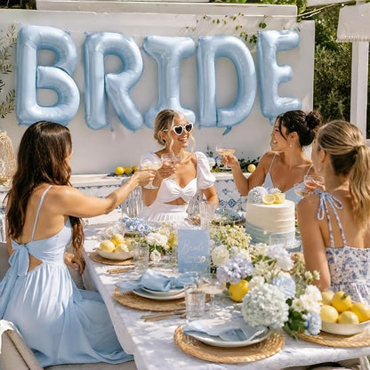 40 Inch Baby Blue BRIDE Balloons, Large Light Pastel Bride Foil Helium Balloon - Image 8
