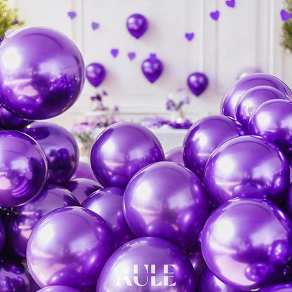 AULE 50Pcs Metallic 12 Inch Dark Purple Chrome Helium Shiny Balloons | Chrome - Image 2
