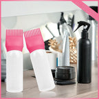 BLAAROOM Root Comb Applicator Bottle 6 Ounce, 4 Pack Hair Oil Applicator Bottle, Hair Dye Bottle Applicator Tools with Hair Oil Dispenser Root Comb Brush for Hair Oiling Applicator - Dark Pink