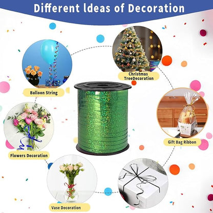 500 Yards Green PVC Glitter Curling Ribbon, 5mm Wide, 1524cm Long, Home Decor - Image 3