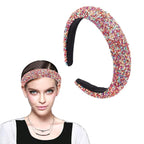 Glitter Headband for Women Fashion Sparkle Colorful Christmas Wide Headbands Comfortable High Elastic Headband Hairband Hair Hoop Hair Accessories for Womens