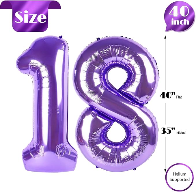 Purple Number 18 Balloon 40 Inch - Image 5