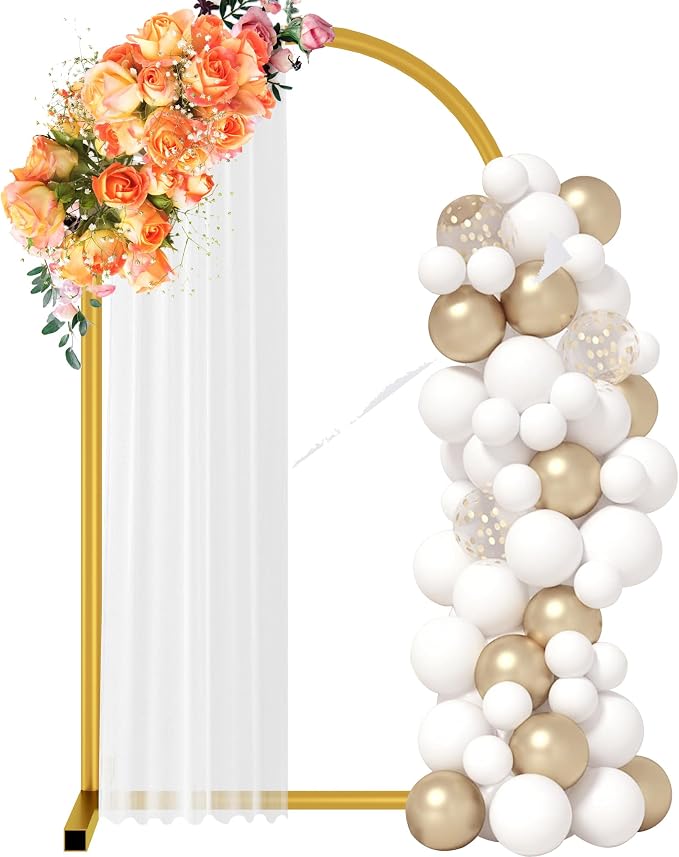 6.5 ft Gold Metal Balloon Arch Stand, Arch Backdrop Stand by ZHIYO-LIFE