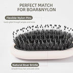 Boar Bristles Hair Brush for Women and Men, Detangling Hair Brush for Smoothing Massage Add Shine, Nylon&Boar Bristles Detangler brush for Hair Healthy (Medium-White)