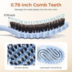 Curly Hair Brush, Curl Defining Brush with Soft Boar Bristles for Combing, Shaping, and Styling Curly Hair Suitable for All Women and Men with Wet & Dry Hair(Blue)
