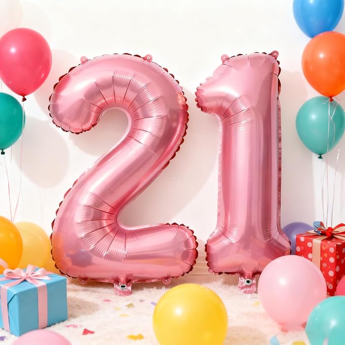 Pink Number 21 Balloons 40 Inch Giant Pink 20 Foil Mylar Balloons - Image 6