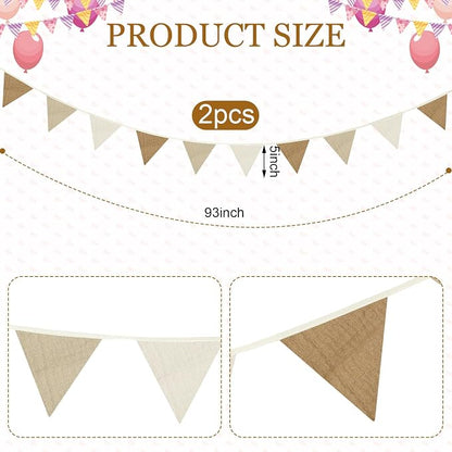 Oudain 2 Pcs Pennant Banner Flags Nursery Garland Triangle Bunting Flags - Image 2