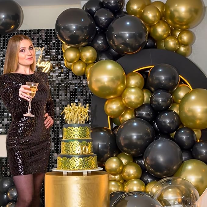 Black and Gold Party Balloons - Image 6