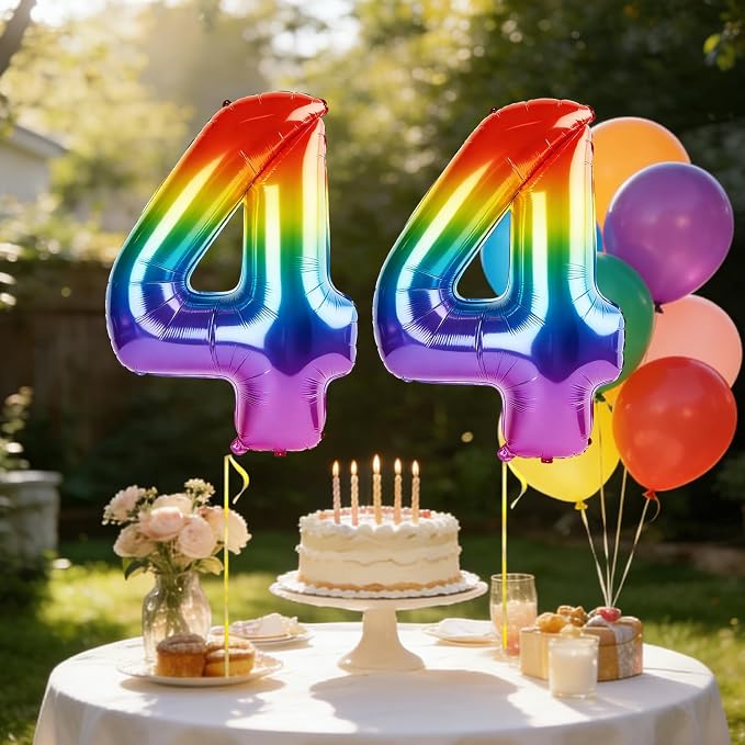 40 Inch Number 44 Balloons for 44th Birthday Party Decorations, 0-100 Rainbow - Image 3