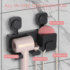 Hair Dryer Holder Wall Mounted - ABS Plastic Blow Dryer Holder Hair Tool Organizer with Wire/Plug Management, Self-Adhesive Design for Bathroom Cabinet Salon Home (Deluxe)