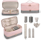 Travel Carrying Case for Shark Flexstyle FlexFusion Revlon Hair Dryer Airwrap, Portable Double Layer Shark Hair Tools Storage Organizer Bag for Airwrap Styler and Attachments, Pink Gray-Bag Only
