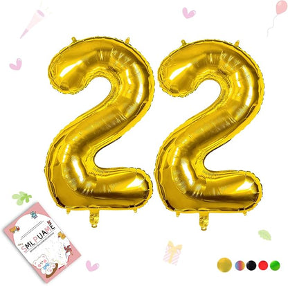 40 Inch Gold 22 Balloons Number, 22nd Birthday Party Decorations | Large Self by Smlpuame