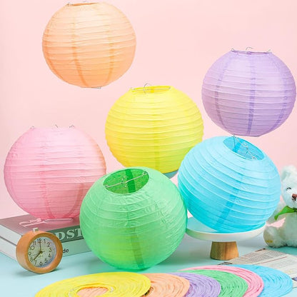 12 Pcs 10 Inch Hanging Paper Lanterns Party Decorations Cute Pastel Classroom - Image 2