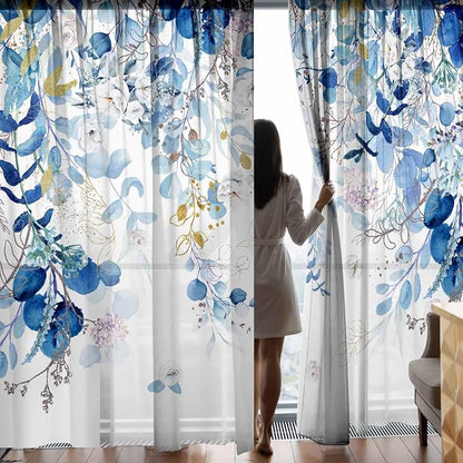 Blue Botanical Curtains 96 Inches Long - Image 4